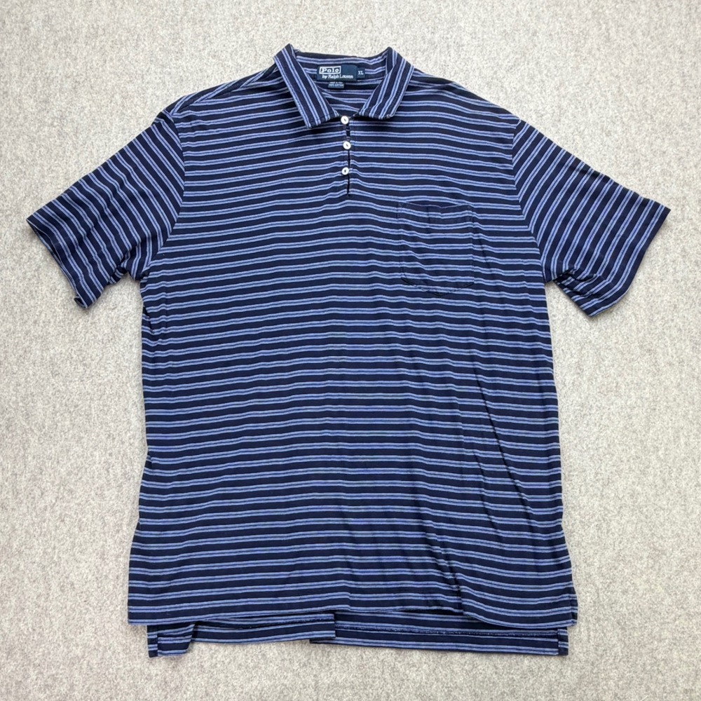 Vtg Polo Ralph Lauren Striped Shirt Mens XL Blue Preppy Nautical Dad Rare Loop